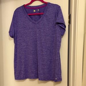 Xersion Heathered Purple V-Neck Tee